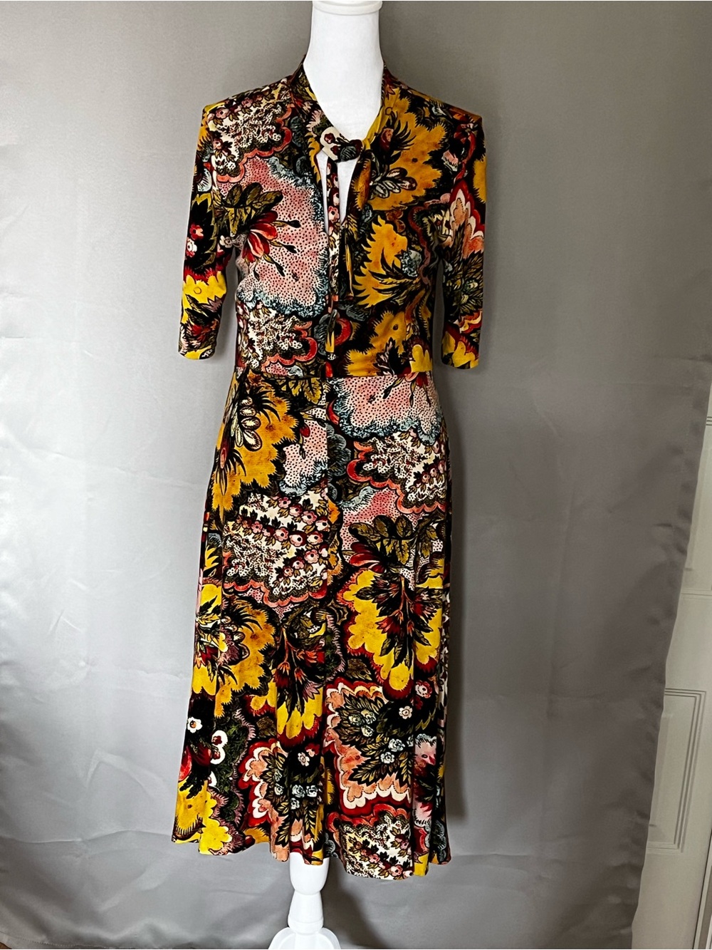 Desigual, Vintage-Inspired Floral Midi Dress in Yellow & Black